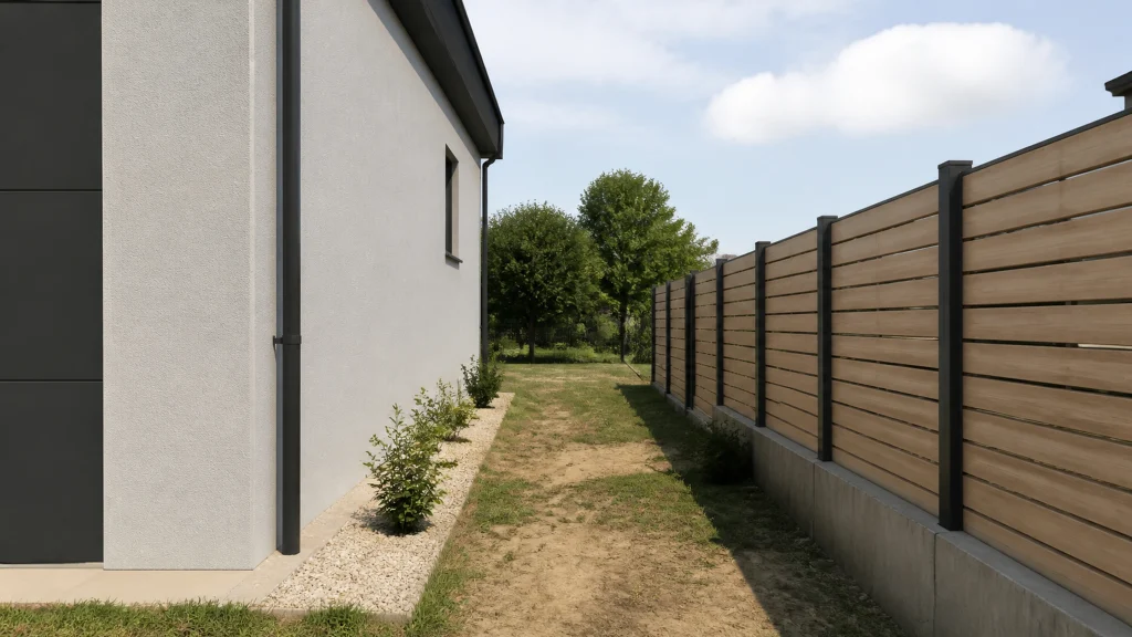 Illustration éditoriale pour l’article « Quelle distance entre une maison et la clôture du voisin »