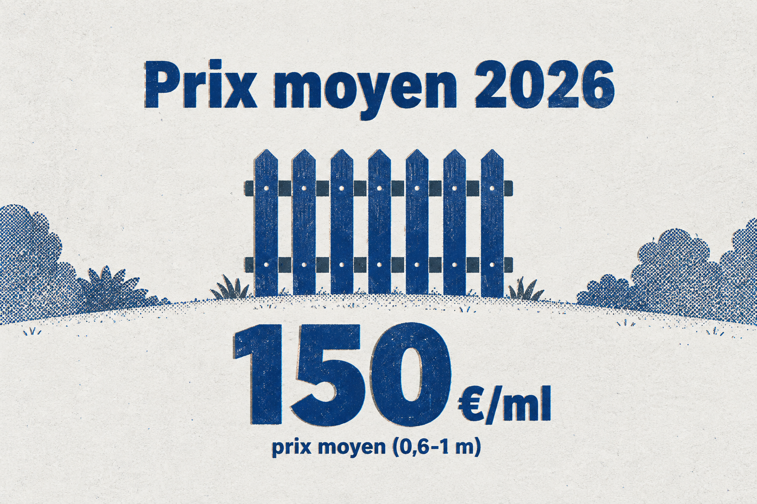 Chiffre unique : le prix moyen d'une clôture composite est de 150 € par mètre linéaire pour une hauteur de 0,6 à 1 mètre.